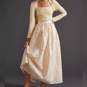 Anthropologie Pankaj And Nidhi Elegant Leapord Print Metallic A-Line Skirt LG